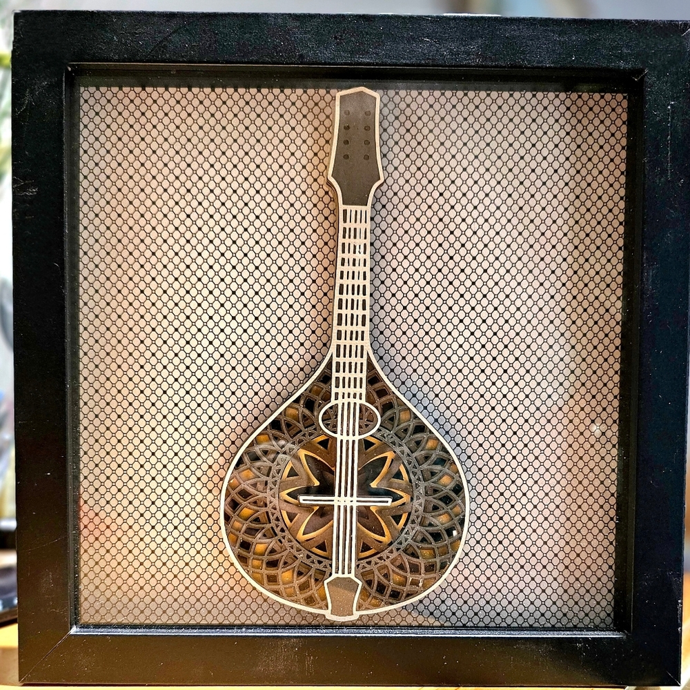 Framed Layered Paper Mandala Mandolin